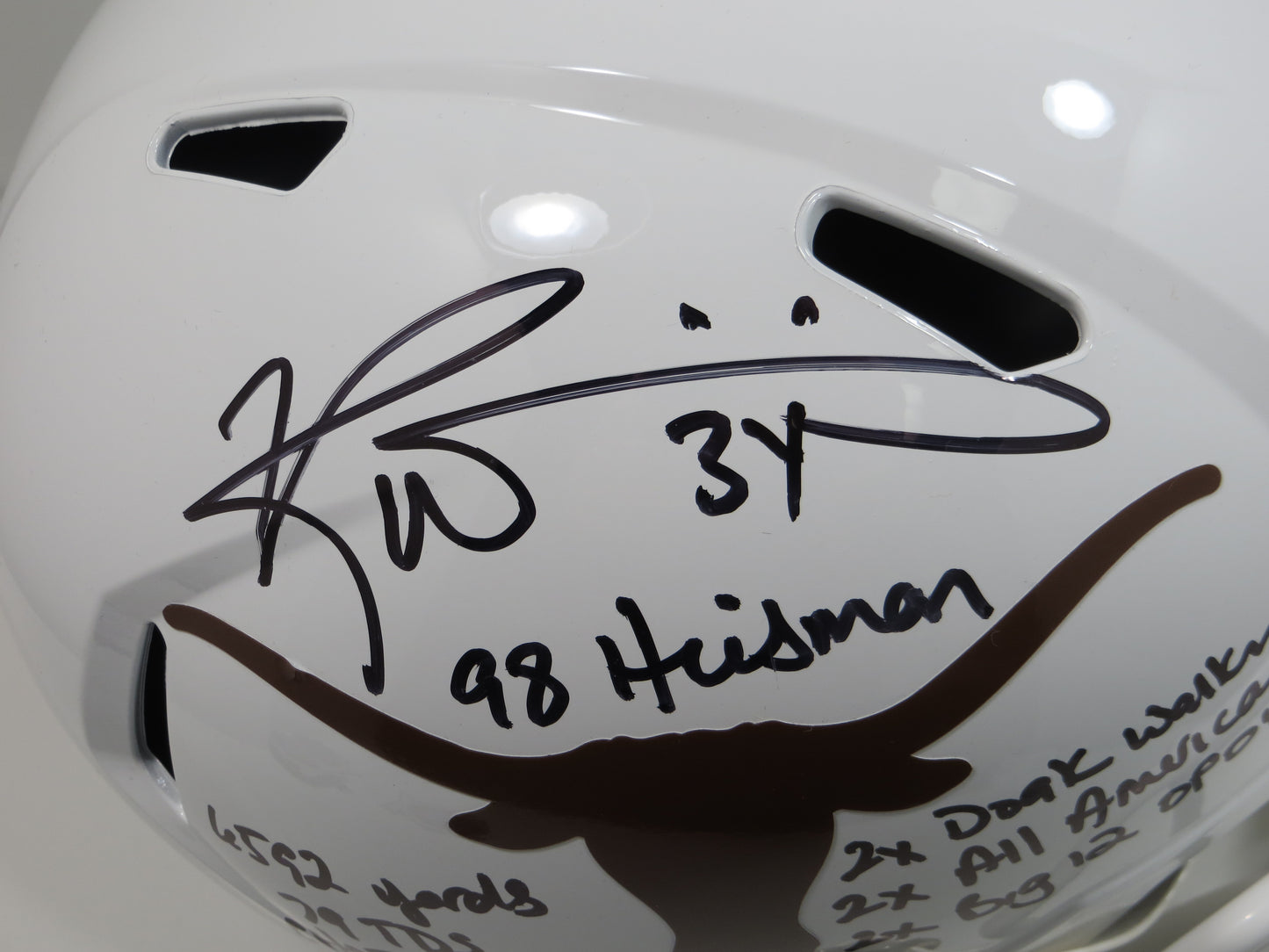 RICKY WILLIAMS TEXAS UT LONGHORNS SIGNED STATS Fullsize HELMET LONGHORNS BAS