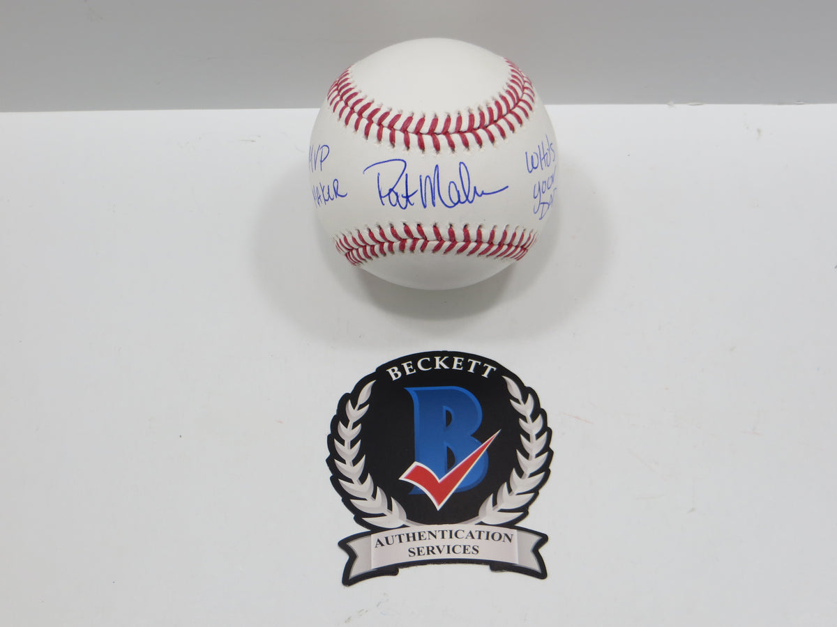 PAT PATRICK MAHOMES SR SIGNED OML BASEBALL Twins Cubs Mets Rangers w/INSC BAS