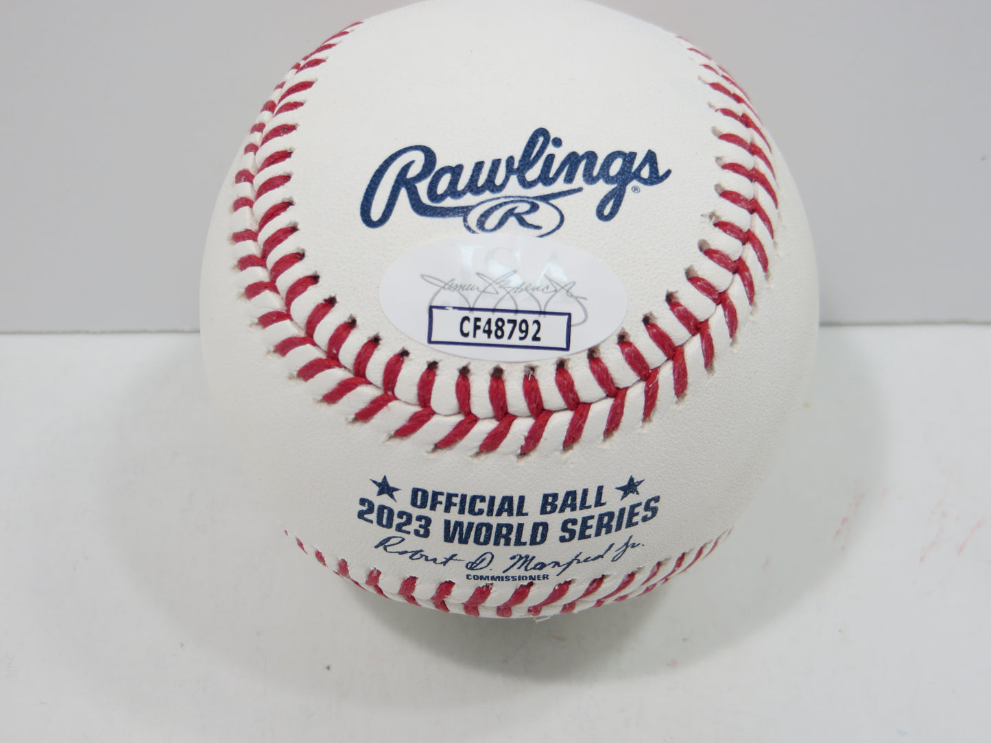 BRUCE BOCHY SIGNED Rawlings 2023 World Series BASEBALL w/INSC Texas Rangers JSA