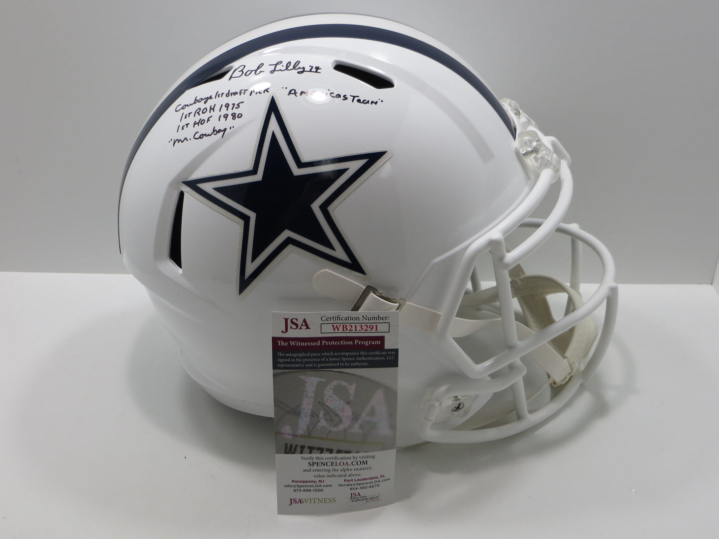 BOB LILLY SIGNED DALLAS COWBOYS RIDDELL FULL SIZE Alt HELMET w/5 INSCs JSA
