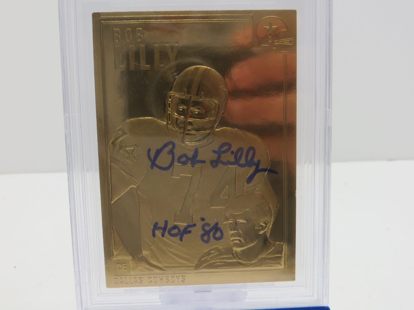 BOB LILLY SIGNED 99-01 DANBURY MINT 22K GOLD #17 COWBOYS BGS BAS SLAB AUTO 10