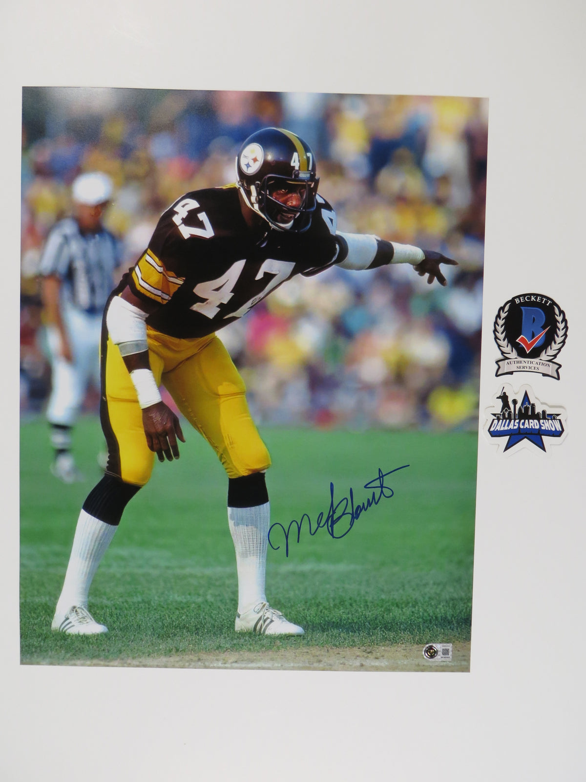 MEL BLOUNT PITTSBURGH STEELERS SIGNED 16x20 PHOTO BAS