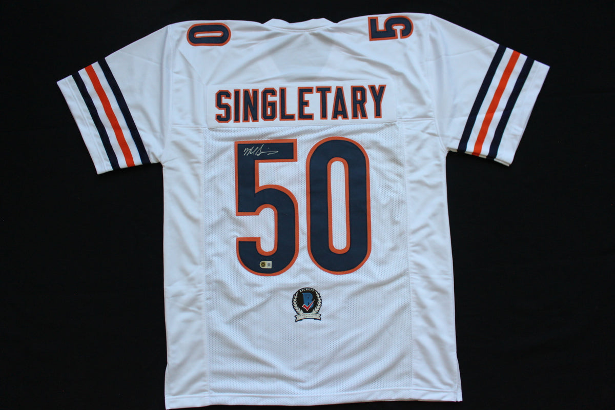 MIKE SINGLETARY CHICAGO BEARS SIGNED WHITE JERSEY Baylor Bears BAS COA