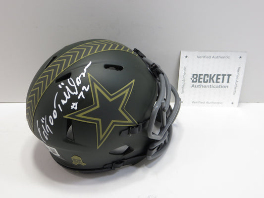 ED TOO TALL JONES SIGNED DALLAS COWBOYS SALUTE TO SERVICE  MINI HELMET BAS