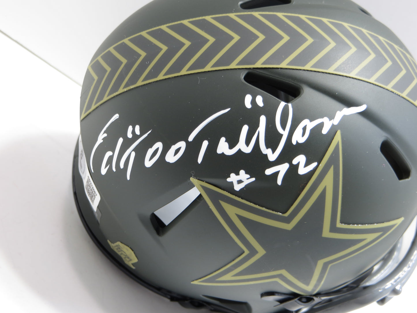 ED TOO TALL JONES SIGNED DALLAS COWBOYS SALUTE TO SERVICE  MINI HELMET BAS