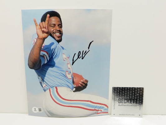 EARL CAMPBELL Houston Oilers HOOK 'EM SIGNED 8x10 PHOTO Texas Longhorns BAS