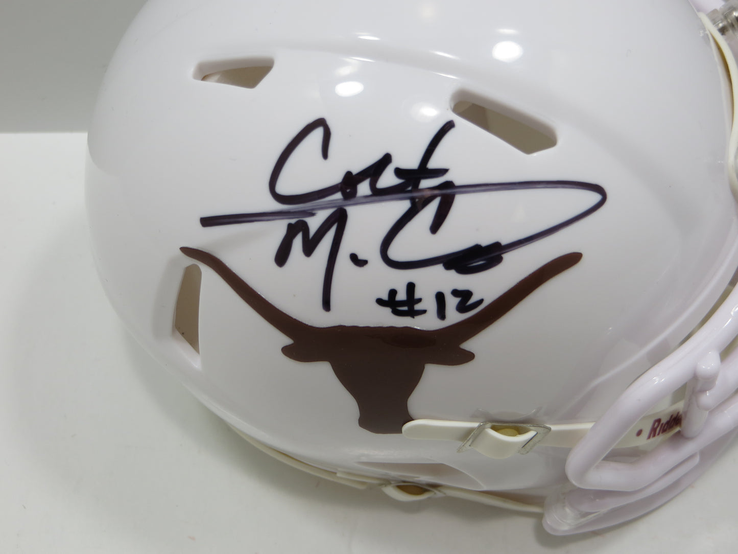 COLT McCOY SIGNED TEXAS LONGHORNS Riddell MINI HELMET BAS COA