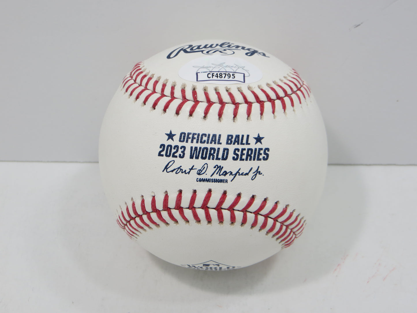 BRUCE BOCHY SIGNED Rawlings 2023 World Series BASEBALL w/INSC Texas Rangers JSA