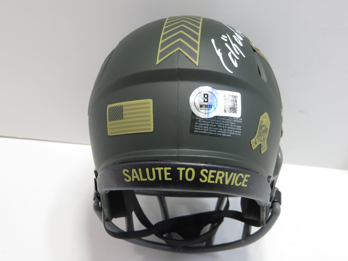 ED TOO TALL JONES SIGNED DALLAS COWBOYS SALUTE TO SERVICE  MINI HELMET BAS