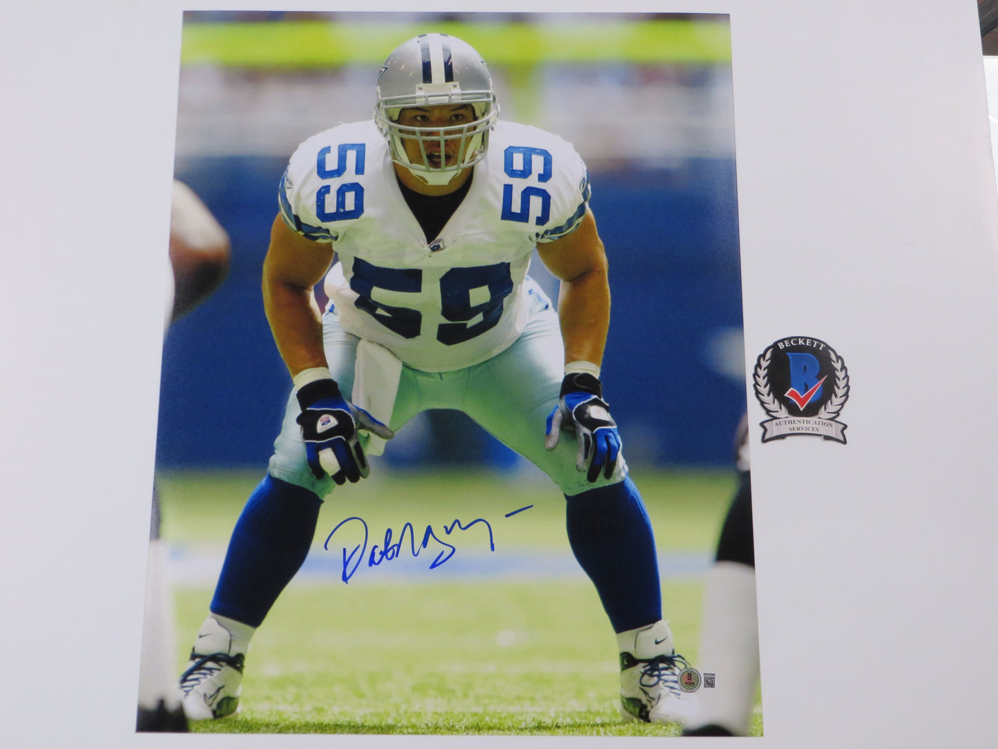 DAT NGUYEN DALLAS COWBOYS SIGNED 16x20 PHOTO Texas A&M Aggies FOCUSED BAS