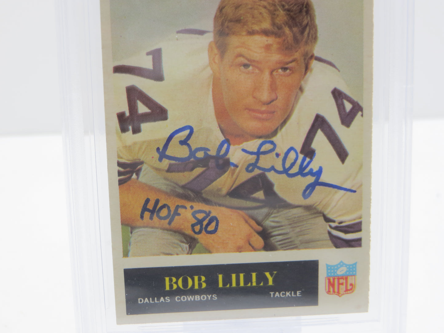 BOB LILLY SIGNED 1965 PHILADELPHIA #47 DALLAS COWBOYS BGS BAS SLAB