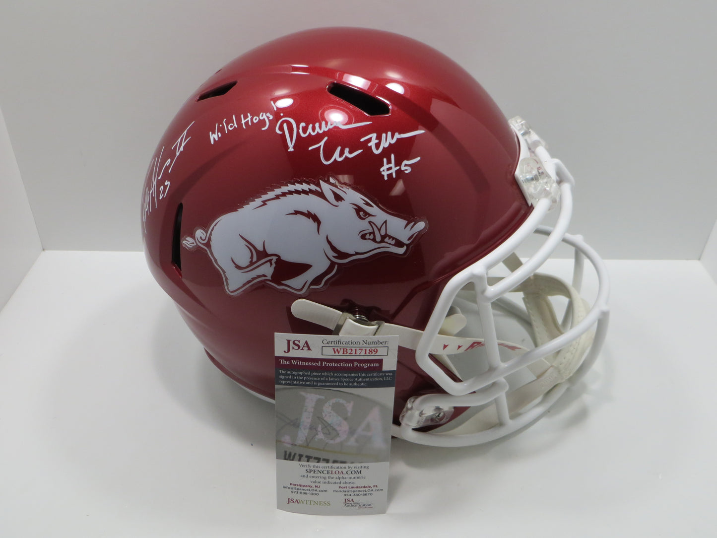 DARREN McFADDEN FELIX JONES SIGNED ARKANSAS RAZORBACKS HELMET w/WildHogs JSA