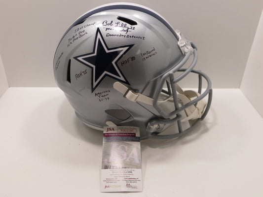 BOB LILLY SIGNED DALLAS COWBOYS RIDDELL FULL SIZE HELMET wFULLSTATS JSA