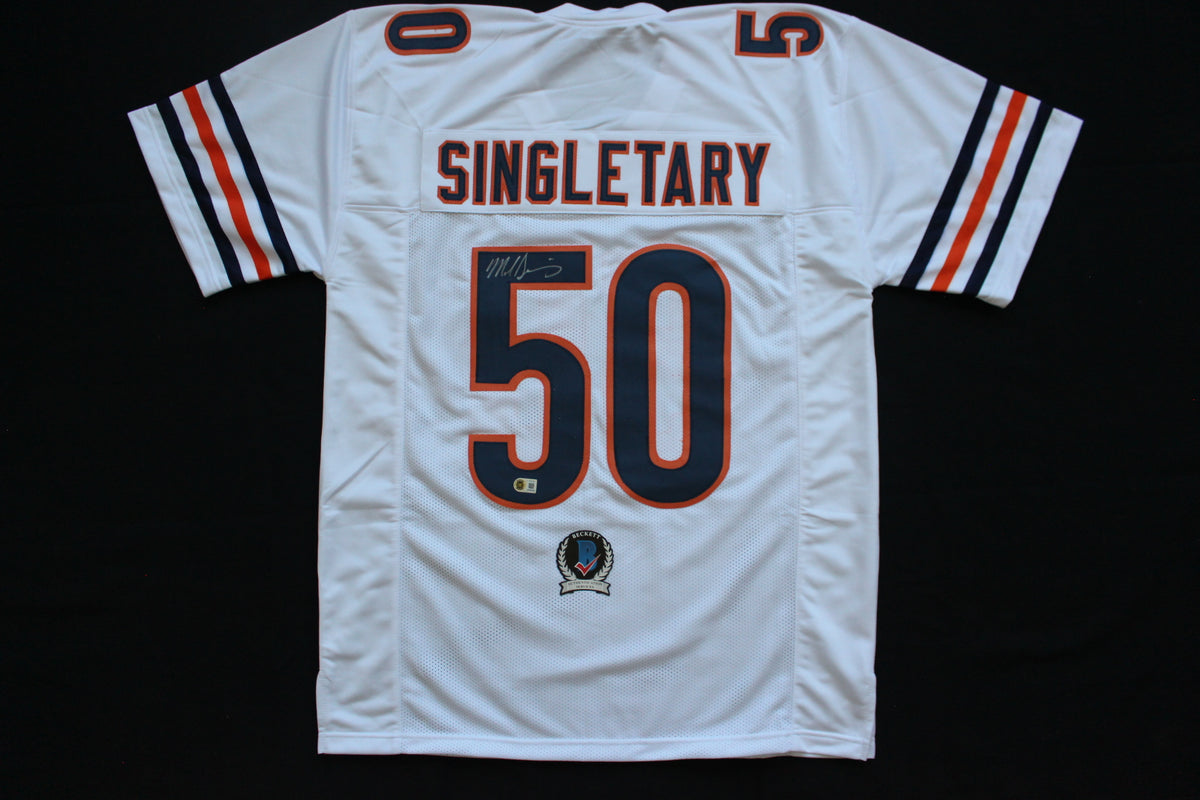 MIKE SINGLETARY CHICAGO BEARS SIGNED WHITE JERSEY Baylor Bears BAS COA
