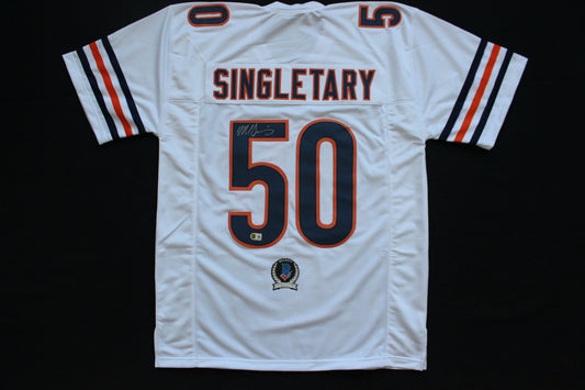 MIKE SINGLETARY CHICAGO BEARS SIGNED WHITE JERSEY Baylor Bears BAS COA