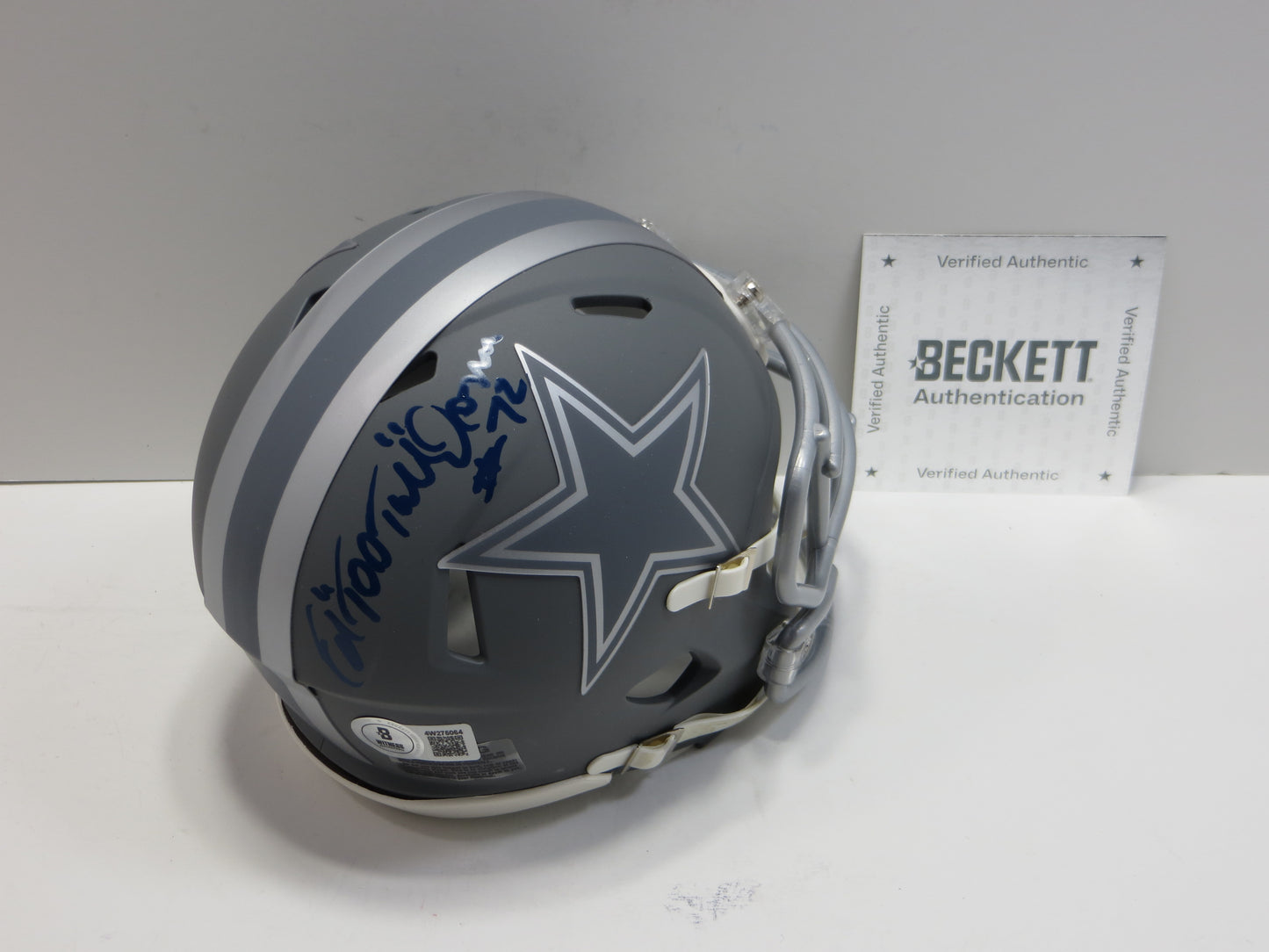 ED TOO TALL JONES SIGNED DALLAS COWBOYS SLATE MINI HELMET BAS COA