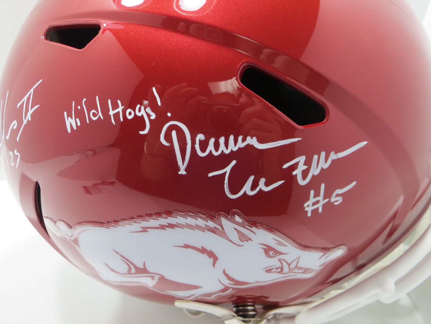 DARREN McFADDEN FELIX JONES SIGNED ARKANSAS RAZORBACKS HELMET w/WildHogs JSA