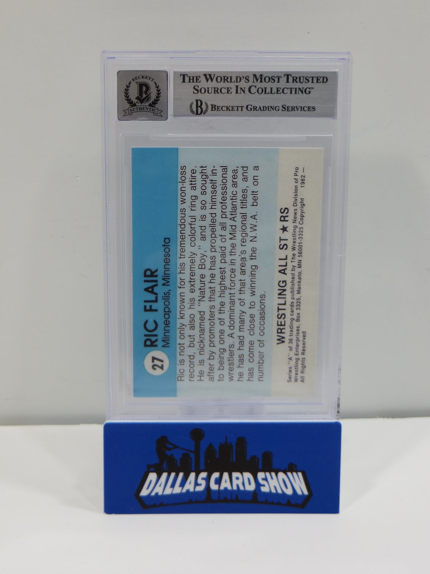 RIC FLAIR SIGNED 1982 Wrestling All Stars REPRINT Card BGS BAS SLAB AUTO 10