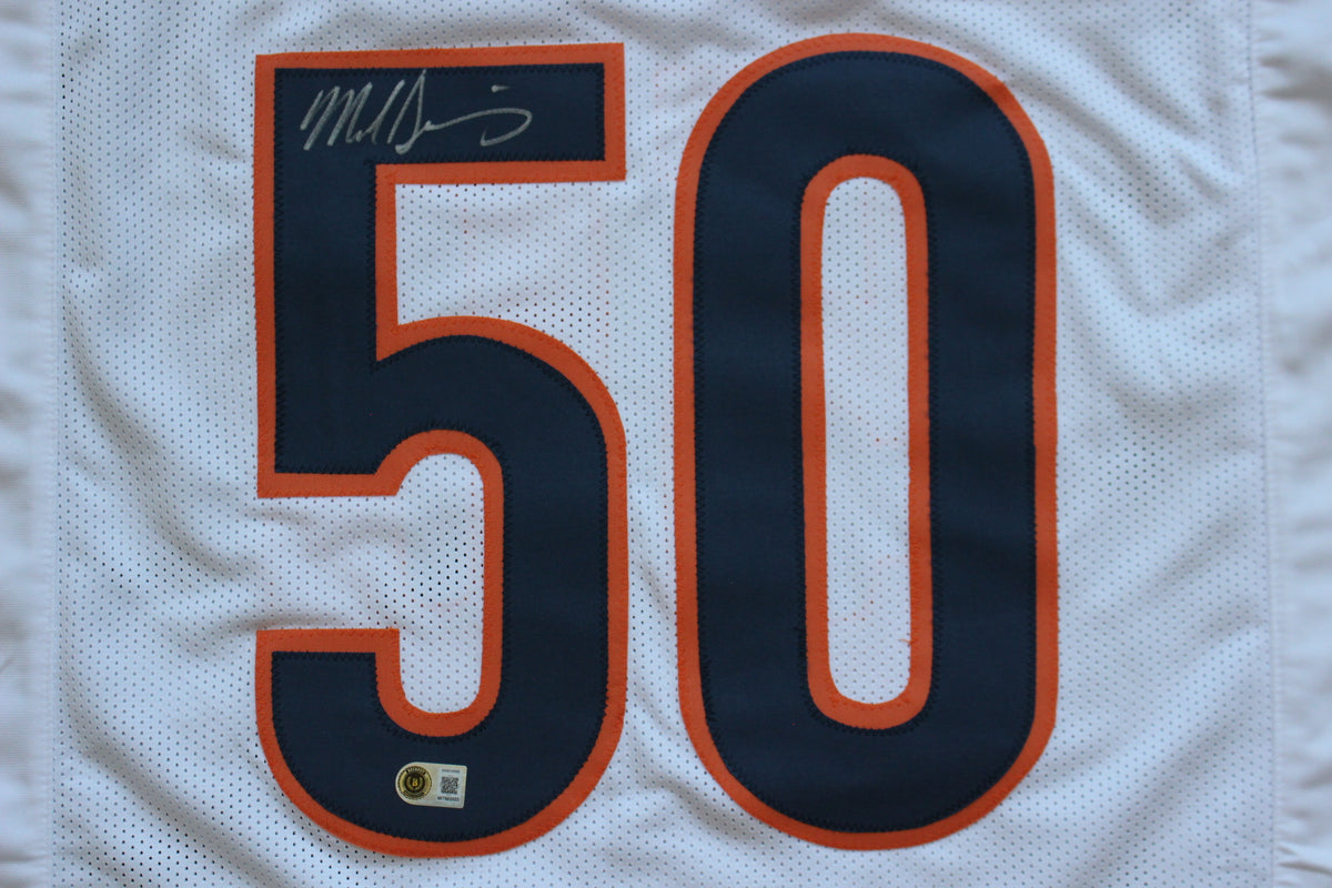 MIKE SINGLETARY CHICAGO BEARS SIGNED WHITE JERSEY Baylor Bears BAS COA