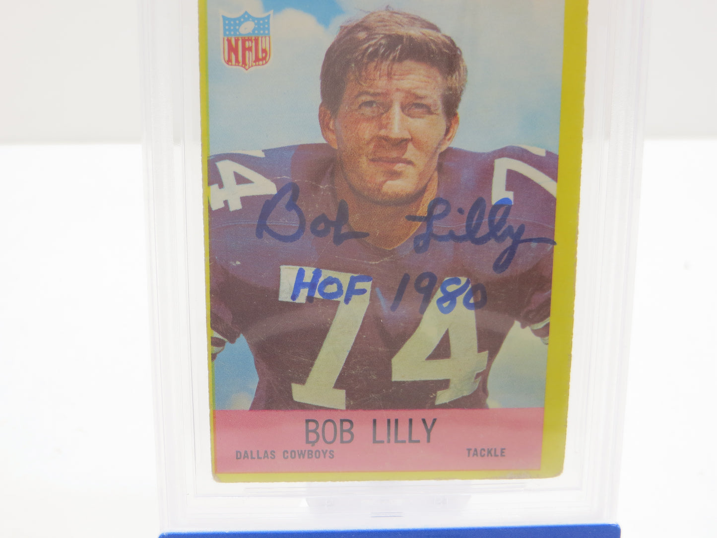 BOB LILLY SIGNED 1967 PHILADELPHIA #55 DALLAS COWBOYS BGS BAS SLAB