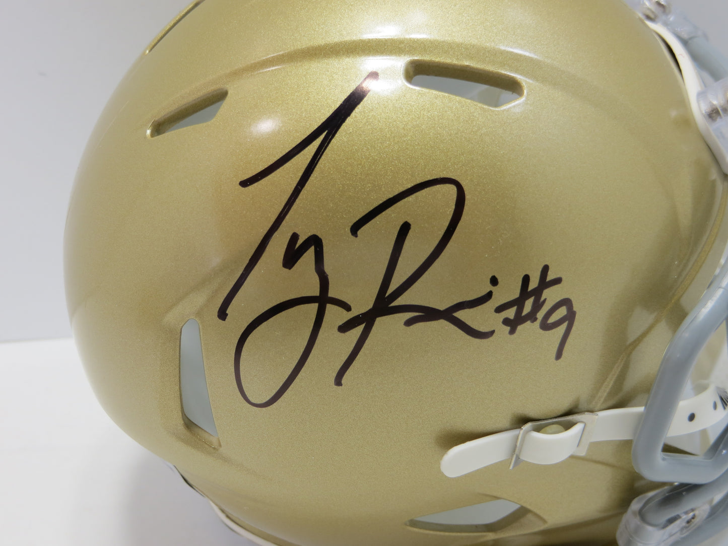 TONY RICE SIGNED NOTRE DAME ND FIGHTING IRISH RIDDELL MINI HELMET BAS