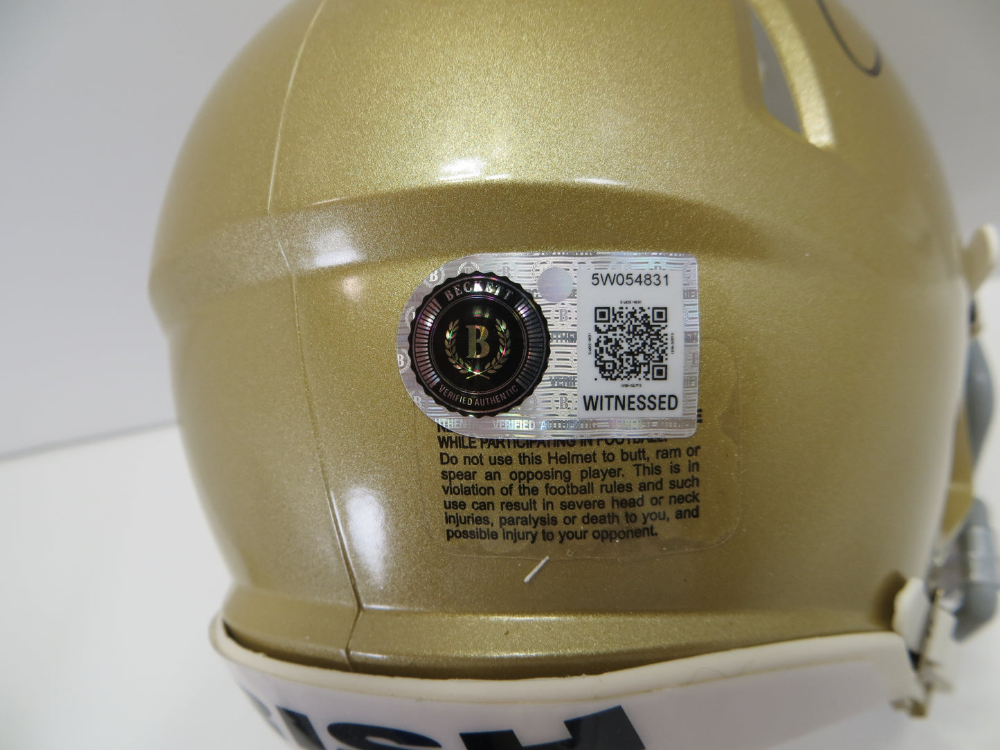 TONY RICE SIGNED NOTRE DAME ND FIGHTING IRISH RIDDELL MINI HELMET BAS