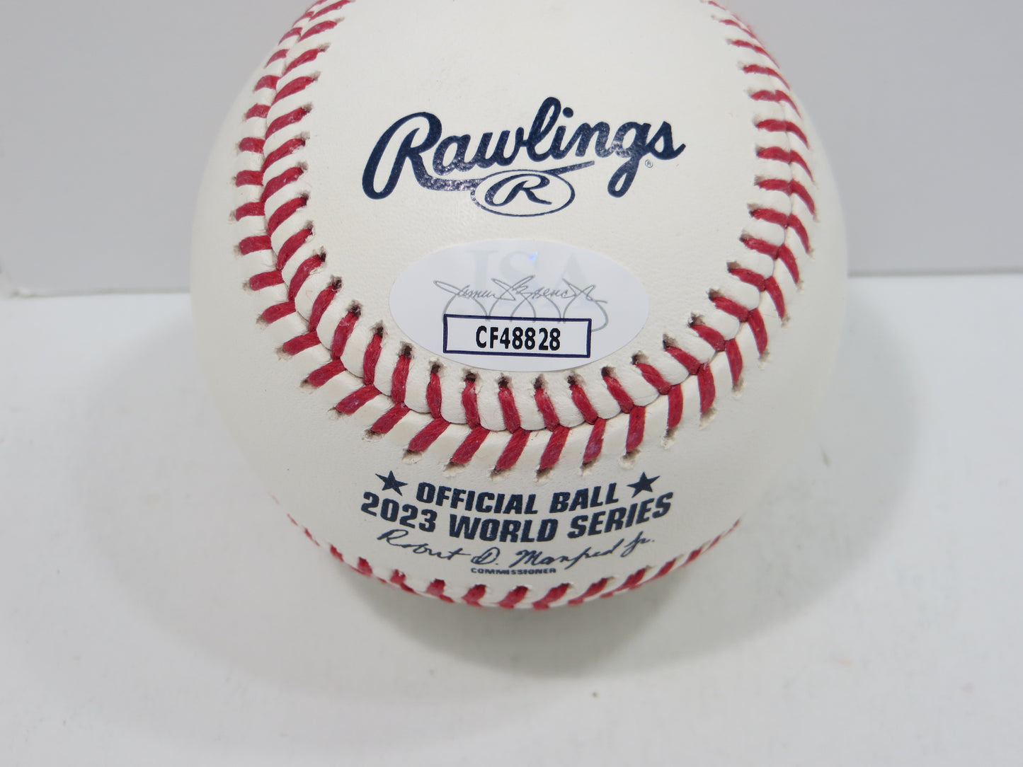 BRUCE BOCHY SIGNED Rawlings 2023 World Series BASEBALL w/INSC Texas Rangers JSA