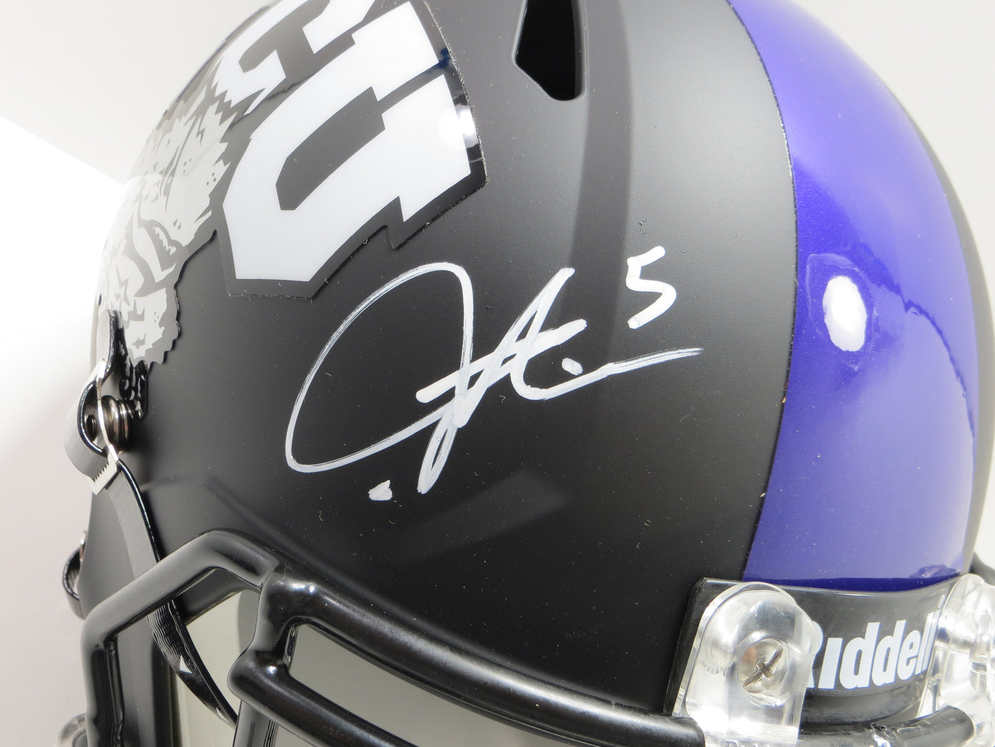LaDAINIAN TOMLINSON SIGNED TCU HORNED FROGS FULL SIZE HELMET BAS COA
