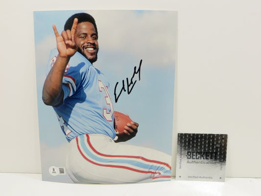 EARL CAMPBELL Houston Oilers HOOK 'EM SIGNED 8x10 PHOTO Texas Longhorns BAS