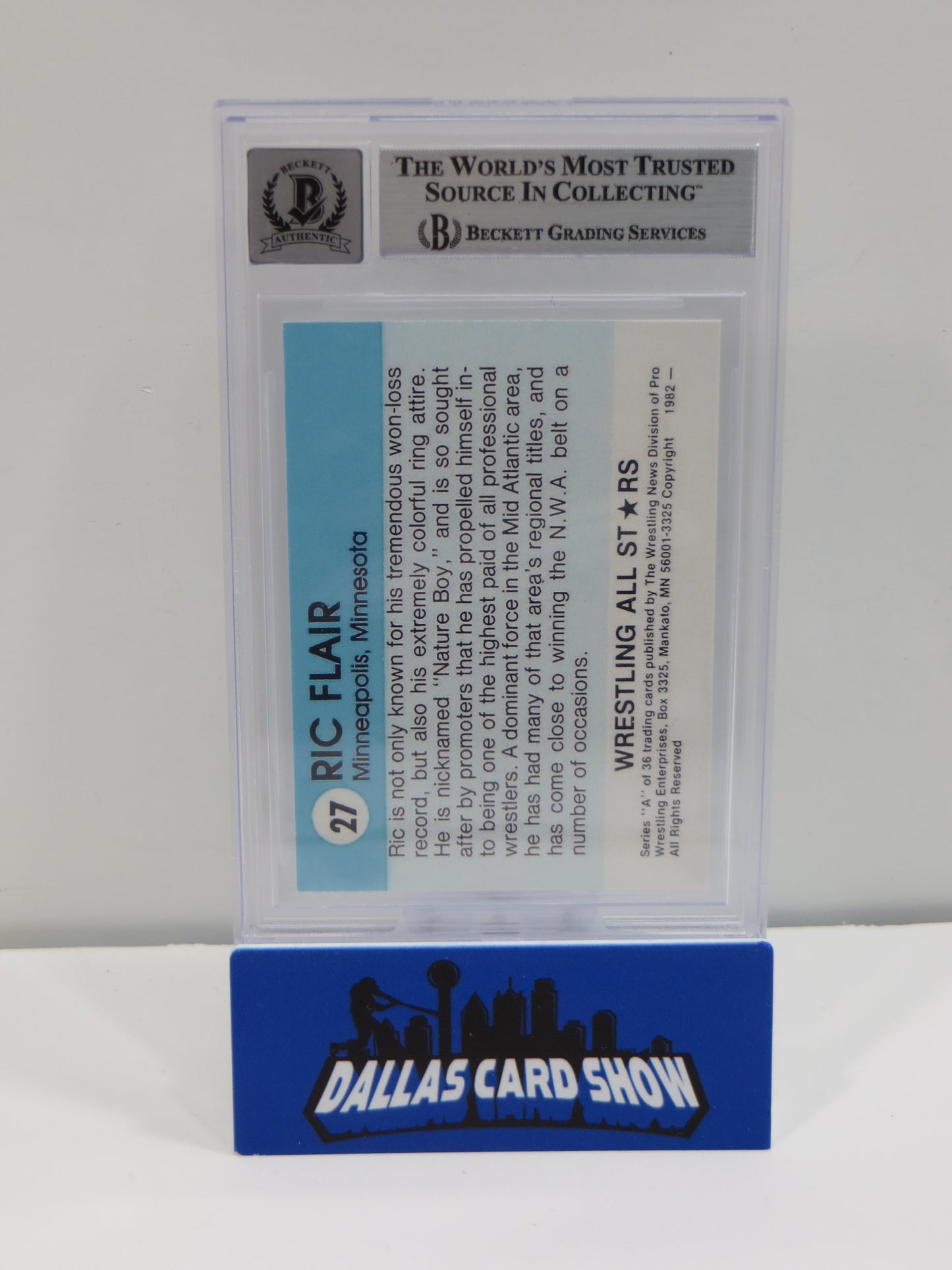 RIC FLAIR SIGNED 1982 Wrestling All Stars REPRINT Card BGS BAS SLAB AUTO 10