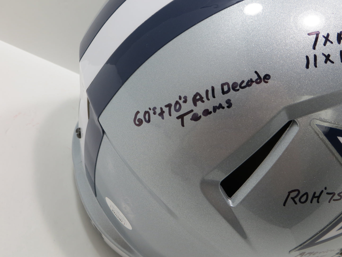 BOB LILLY SIGNED DALLAS COWBOYS RIDDELL FULL SIZE HELMET wFULLSTATS JSA