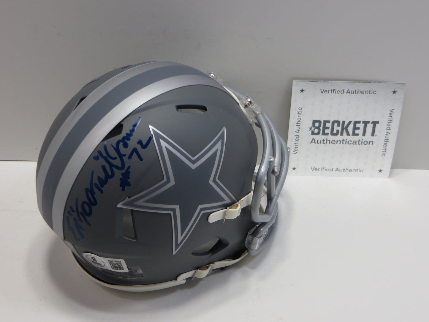 ED TOO TALL JONES SIGNED DALLAS COWBOYS SLATE MINI HELMET BAS COA