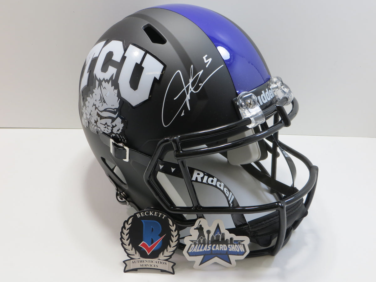 LaDAINIAN TOMLINSON TCU HORNED FROGS SIGNED Black HELMET Chargers BAS