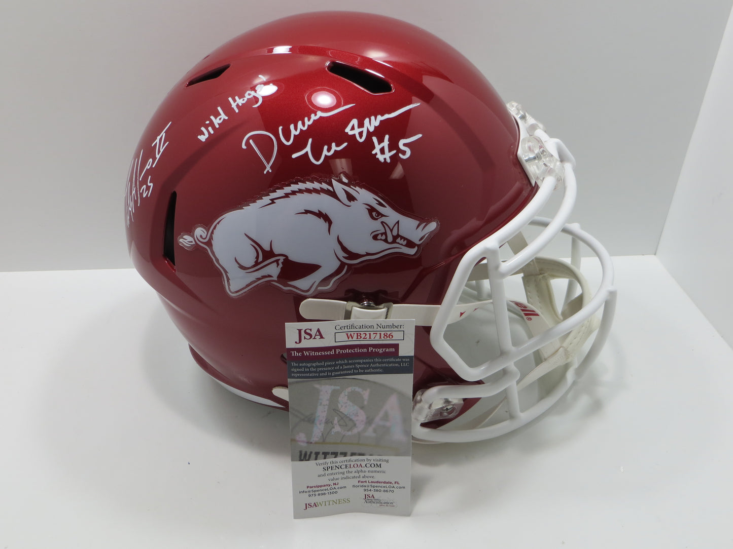 DARREN McFADDEN FELIX JONES SIGNED ARKANSAS RAZORBACKS HELMET w/WildHogs JSA