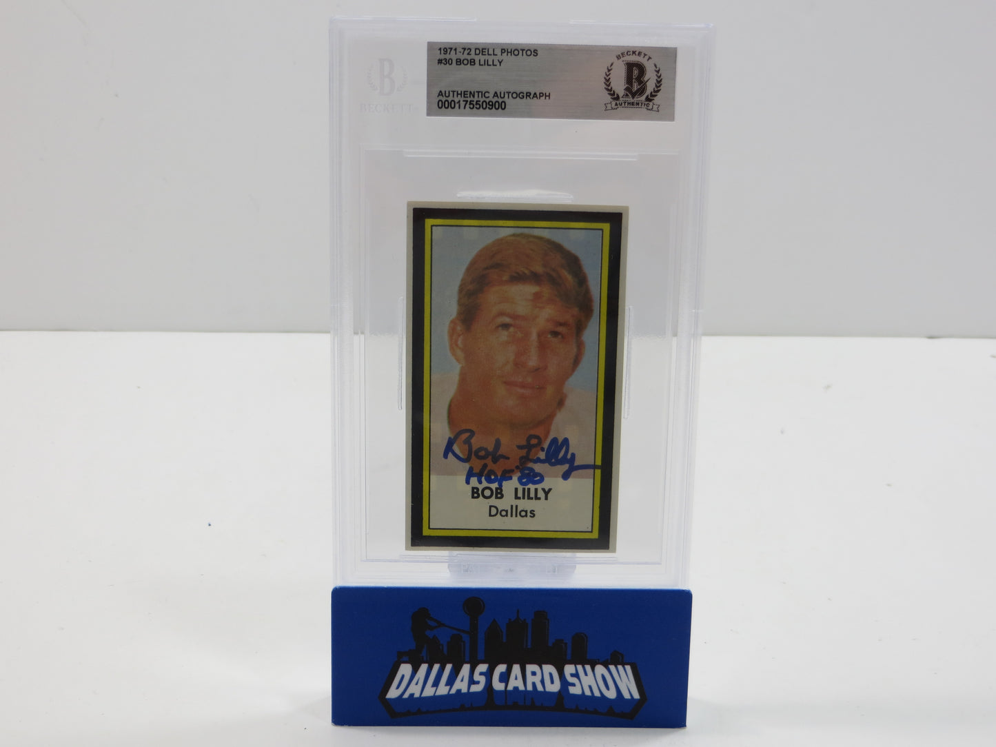 BOB LILLY SIGNED 1971-72 DELL PHOTOS #30 DALLAS COWBOYS BGS BAS SLAB
