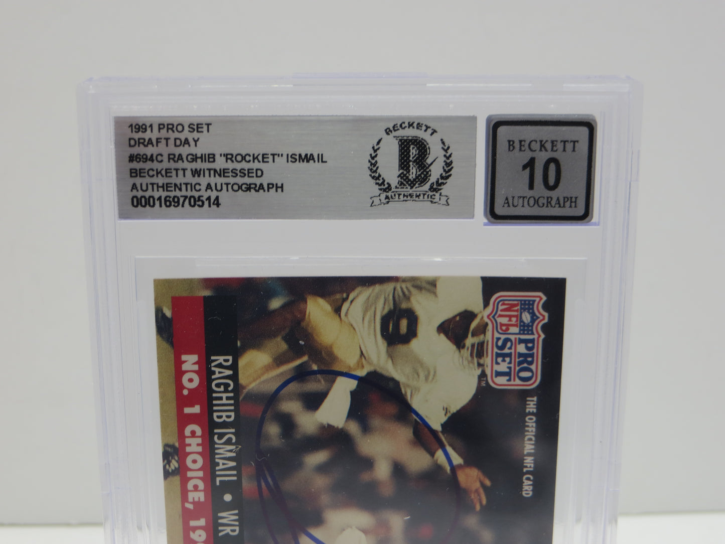 1991 PRO SET DRAFT DAY #694C RAGHIB "ROCKET" ISMAIL BGS AUTO 10