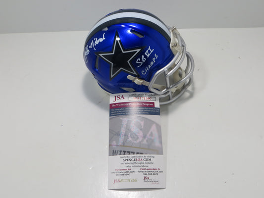 JOHN NILAND DALLAS COWBOYS SIGNED RIDDELL FLASH MINI HELMET w/SBVI JSA COA