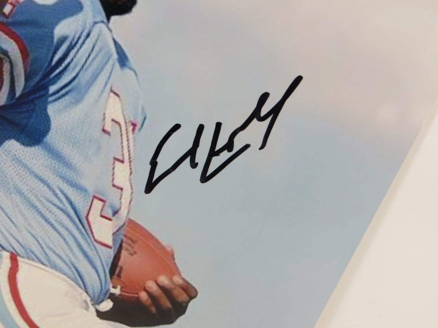 EARL CAMPBELL Houston Oilers HOOK 'EM SIGNED 8x10 PHOTO Texas Longhorns BAS