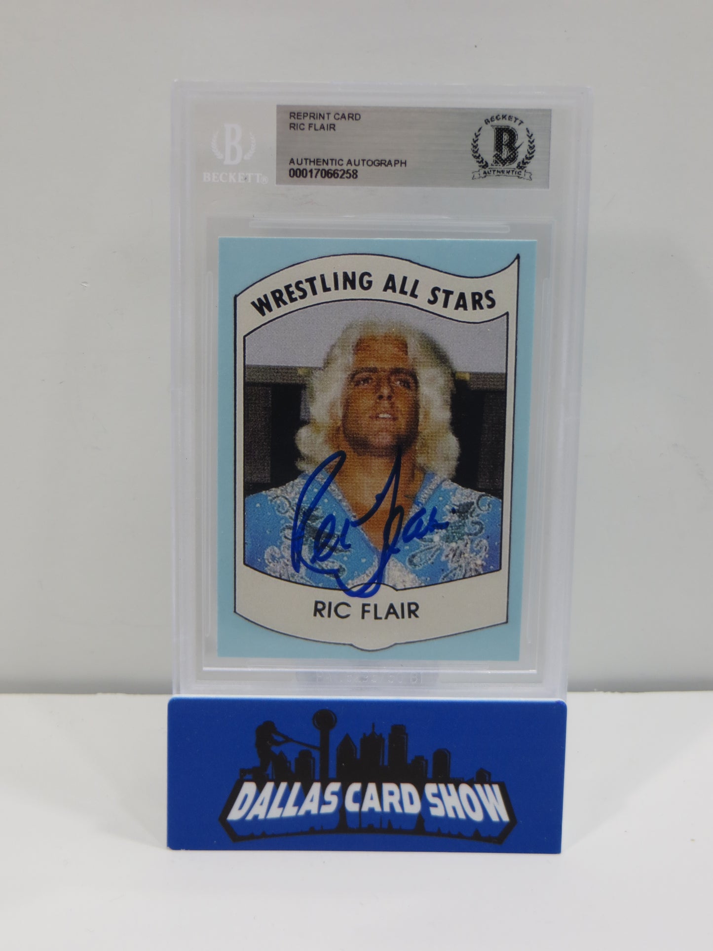 RIC FLAIR SIGNED 1982 Wrestling All Stars REPRINT Card BGS BAS SLAB
