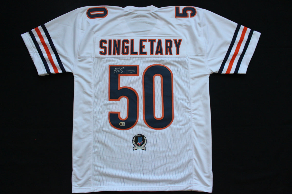 MIKE SINGLETARY CHICAGO BEARS SIGNED WHITE JERSEY Baylor Bears BAS COA