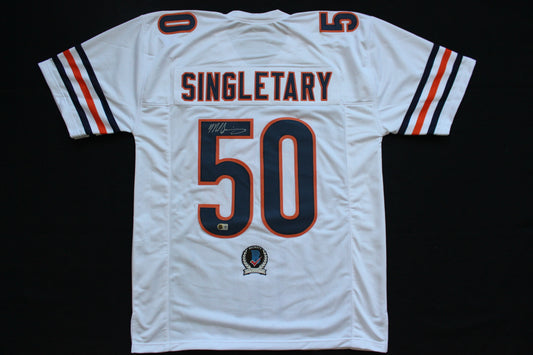 MIKE SINGLETARY CHICAGO BEARS SIGNED WHITE JERSEY Baylor Bears BAS COA