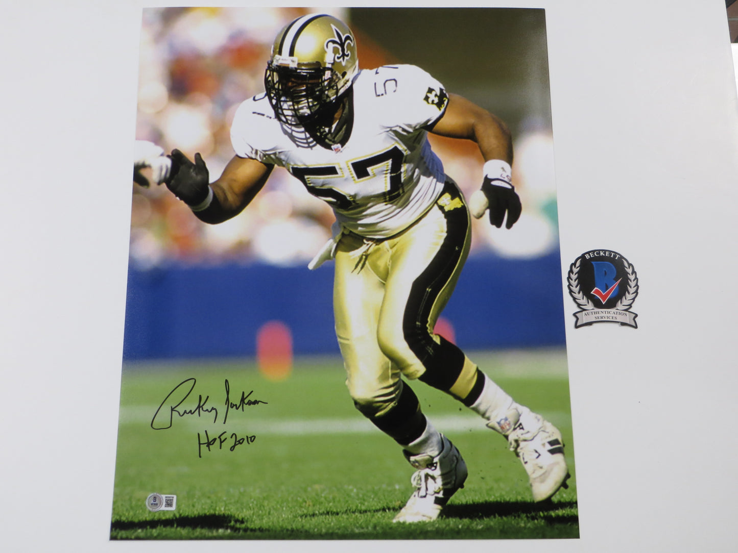 RICKEY JACKSON NEW ORLEANS SAINTS SIGNED 16x20 PHOTO w/HOF 2010 BAS COA