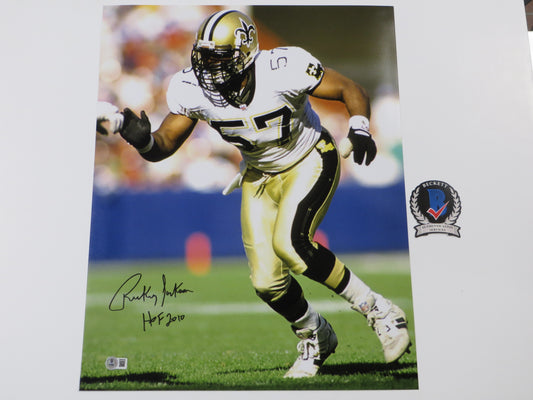 RICKEY JACKSON NEW ORLEANS SAINTS SIGNED 16x20 PHOTO w/HOF 2010 BAS COA