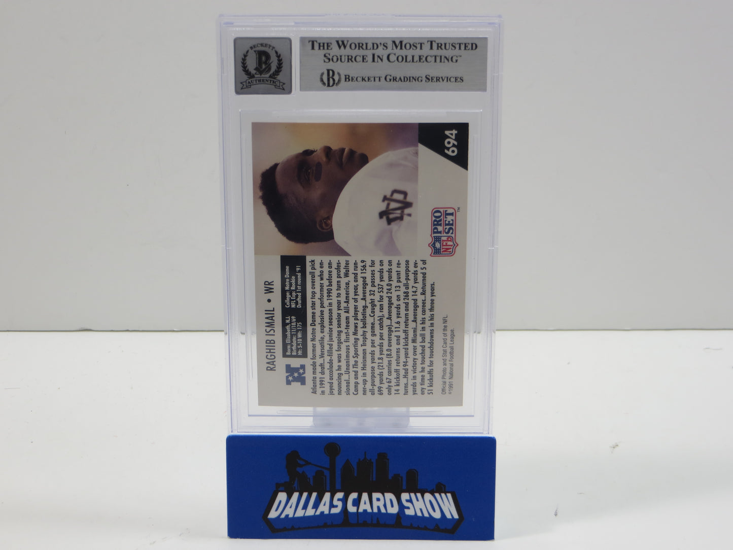 1991 PRO SET DRAFT DAY #694C RAGHIB "ROCKET" ISMAIL BGS AUTO 10