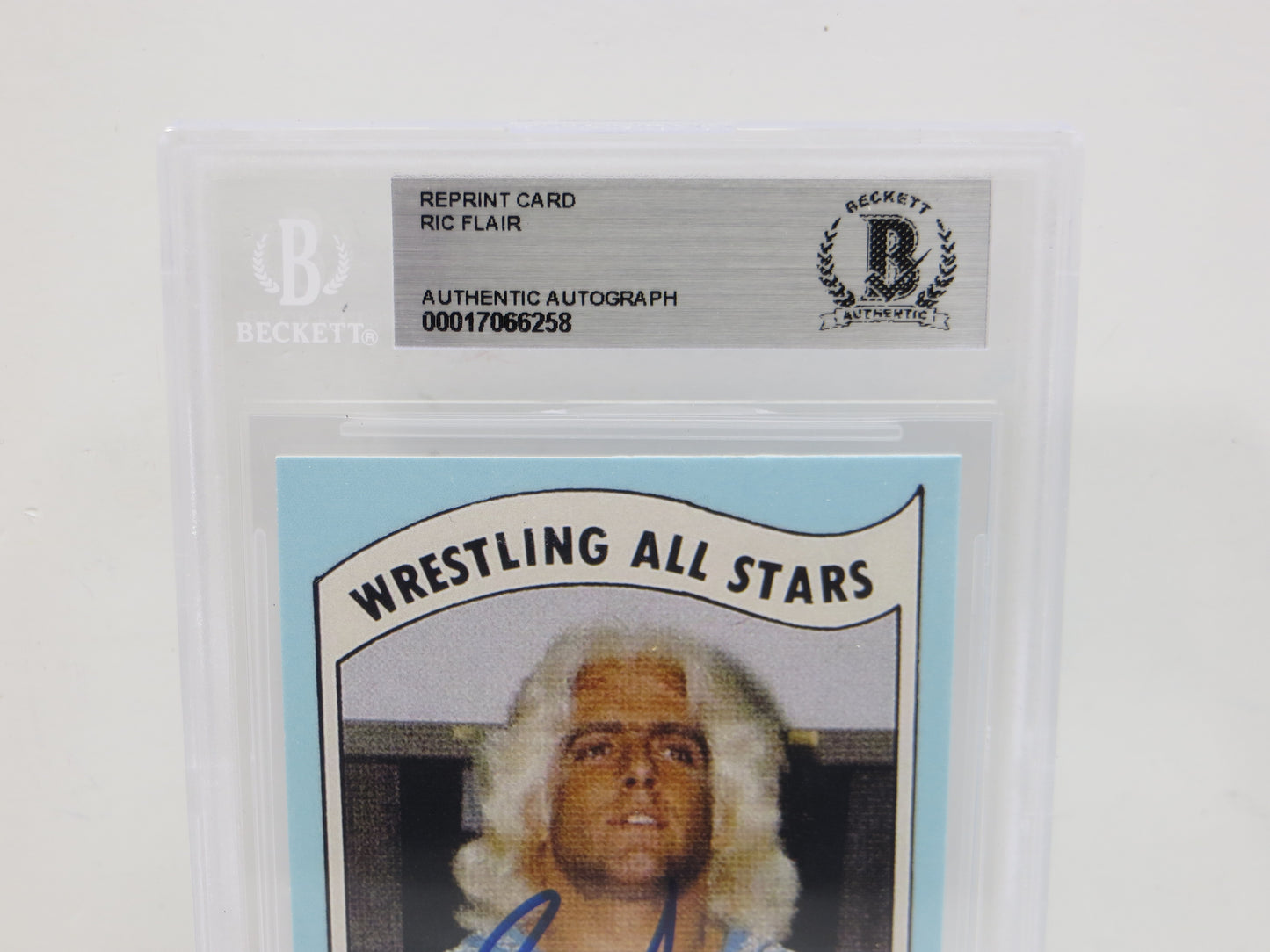 RIC FLAIR SIGNED 1982 Wrestling All Stars REPRINT Card BGS BAS SLAB