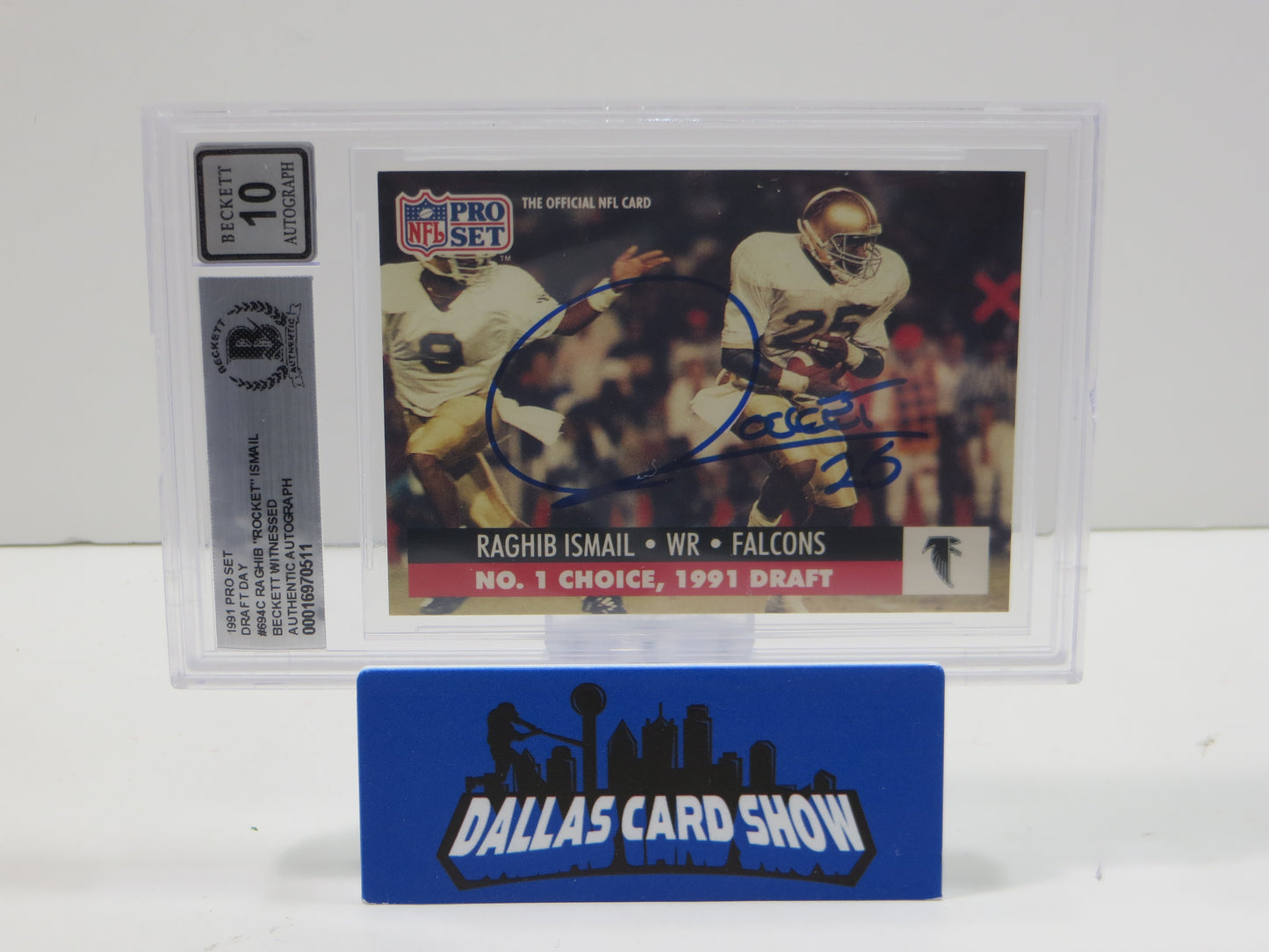 1991 PRO SET DRAFT DAY #694C RAGHIB "ROCKET" ISMAIL BGS AUTO 10
