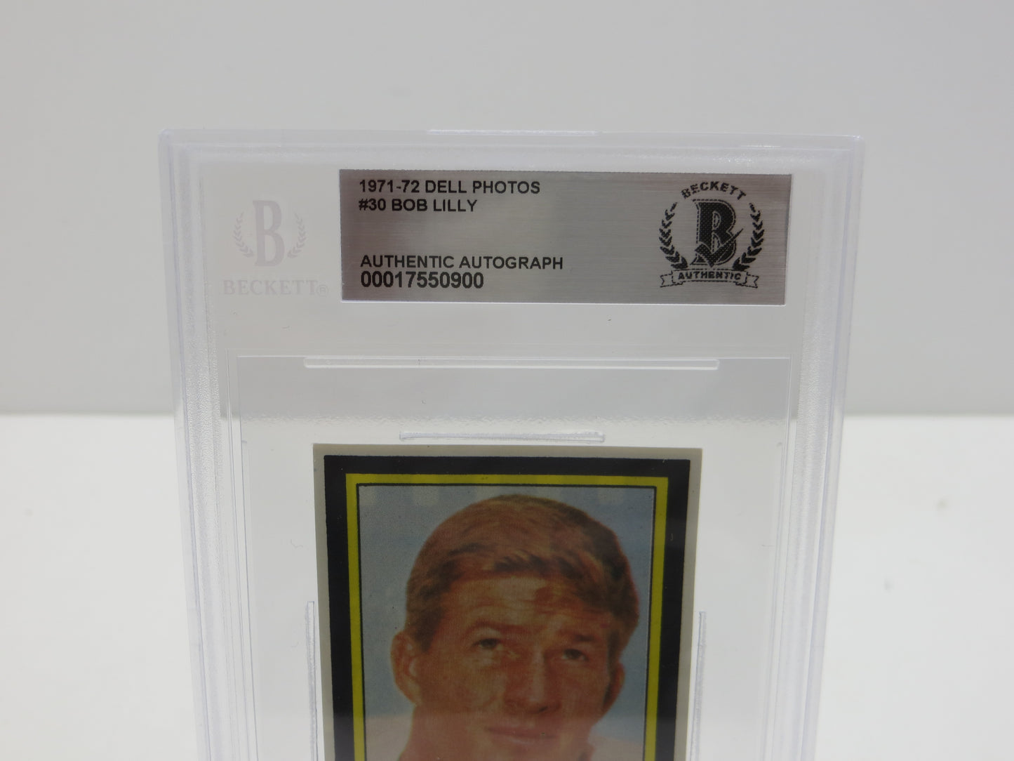 BOB LILLY SIGNED 1971-72 DELL PHOTOS #30 DALLAS COWBOYS BGS BAS SLAB