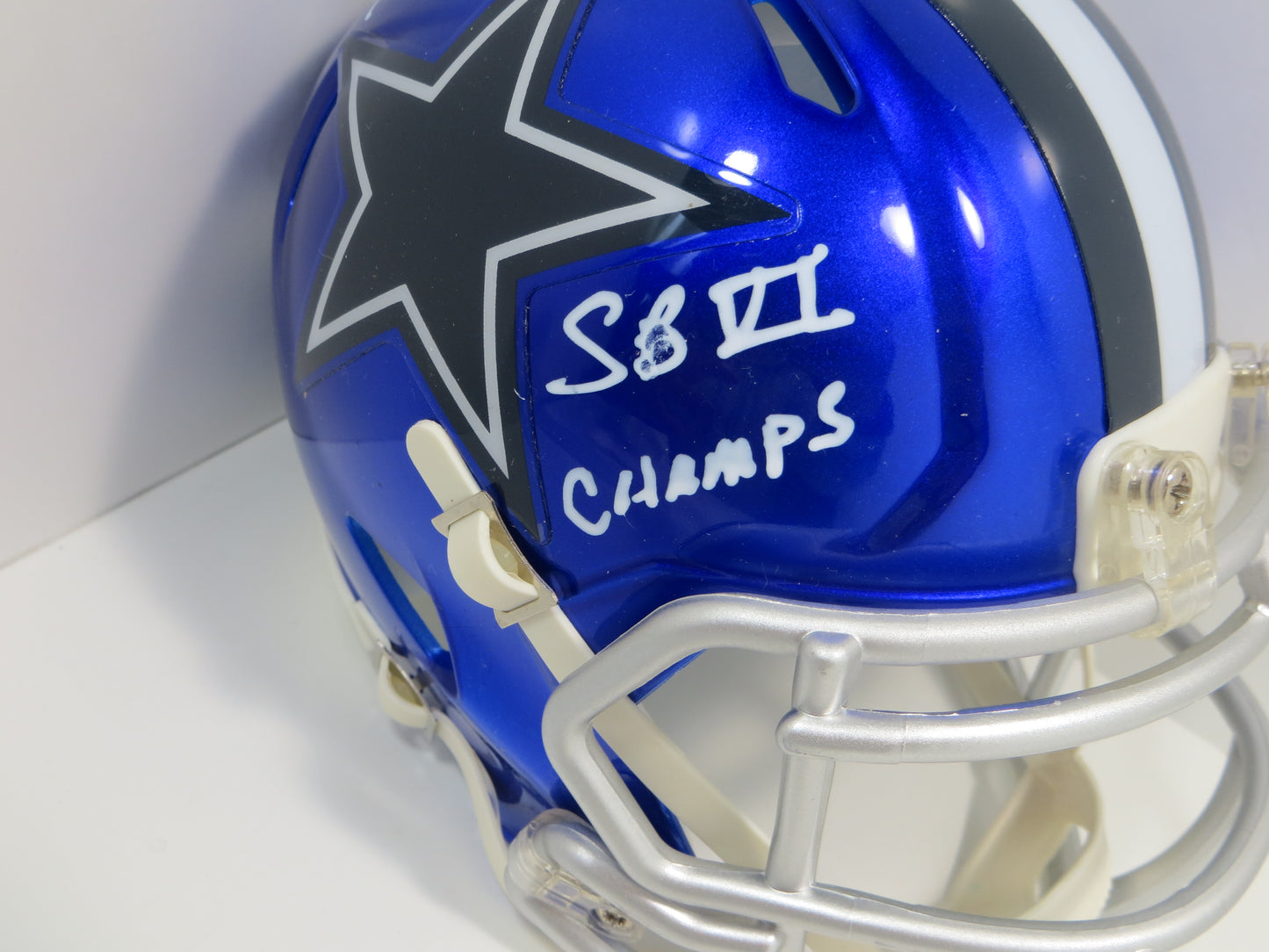 JOHN NILAND DALLAS COWBOYS SIGNED RIDDELL FLASH MINI HELMET w/SBVI JSA COA