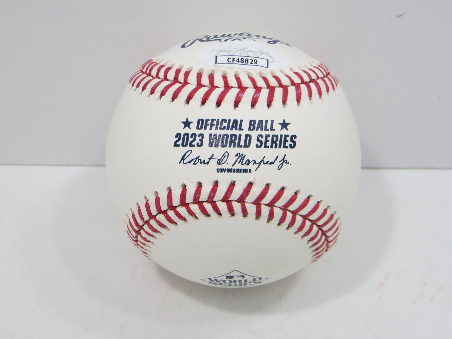 BRUCE BOCHY SIGNED Rawlings 2023 World Series BASEBALL w/INSC Texas Rangers JSA
