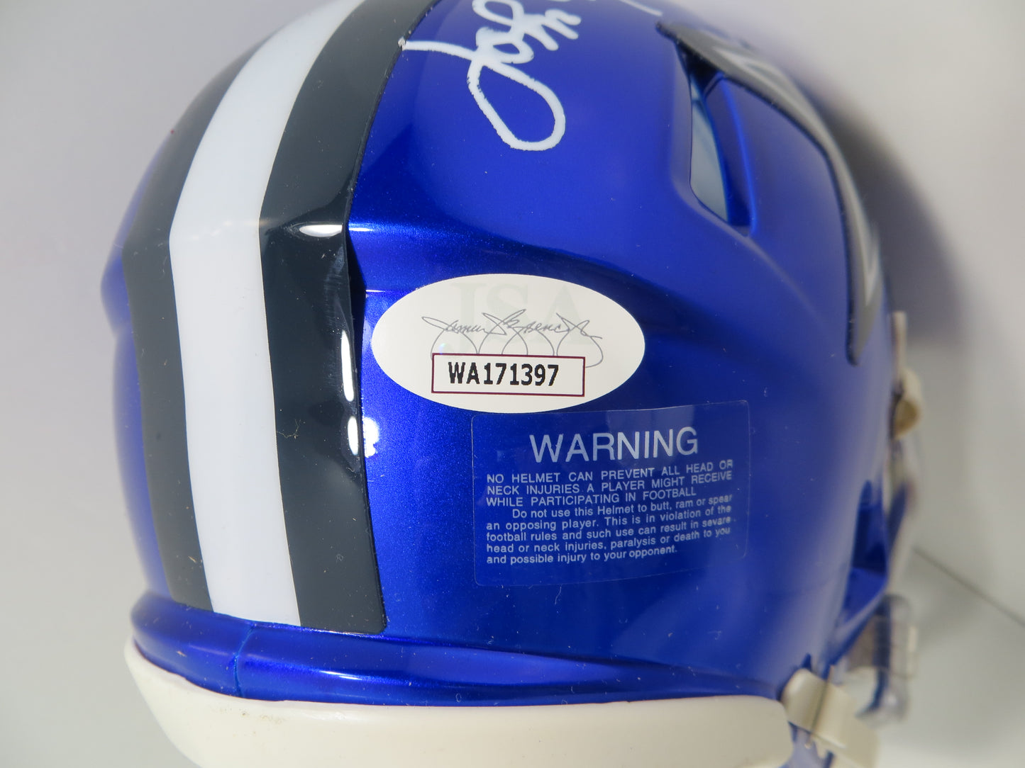 JOHN NILAND DALLAS COWBOYS SIGNED RIDDELL FLASH MINI HELMET w/SBVI JSA COA